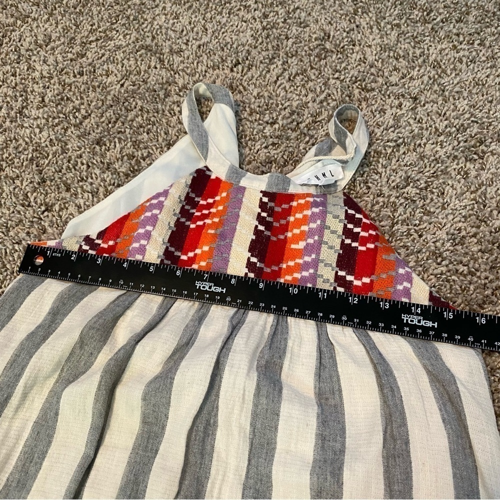THML Anthropologie Embroidered Midi Dress Size Small Tassels - Picture 6 of 16